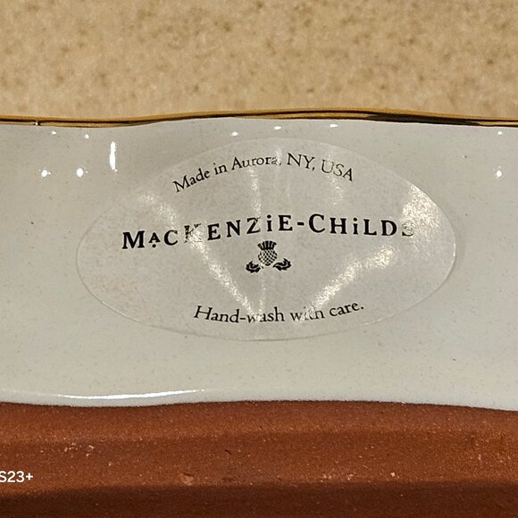 MACKENZIE CHILDS CARDINAL COURTLY CHECK AURORA CERAMIC TRAY RING HOLDER DISH - Picture 12 of 13
